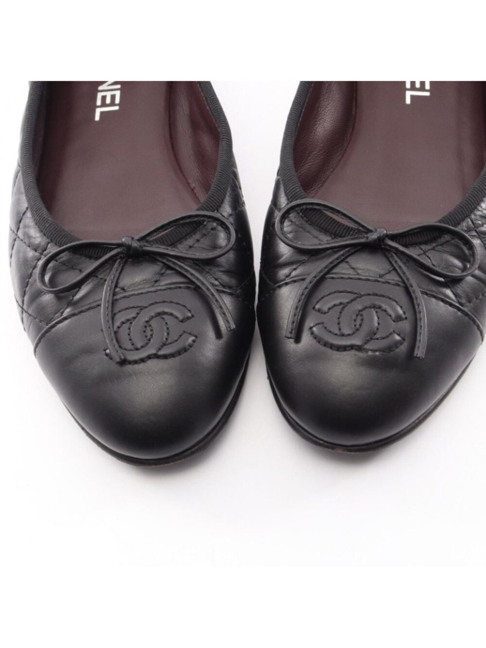 Chanel Pumps Ballerina Quilted CC Logo Leather Ballet Shoes - Picture 7 of 10
